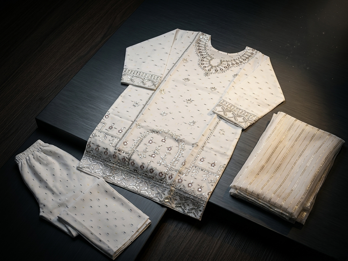 Women Cotton Lawn Embroidered 3-Piece Suit