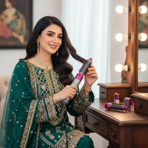 5-in-1 Professional Hair Styler Brush – Curler, Straightener & Low-Noise Hair Dryer