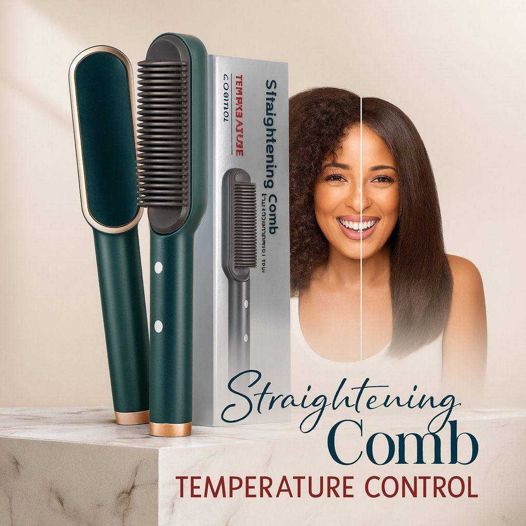 2-in-1 Hair Straightener Brush with Intelligent Temperature Control