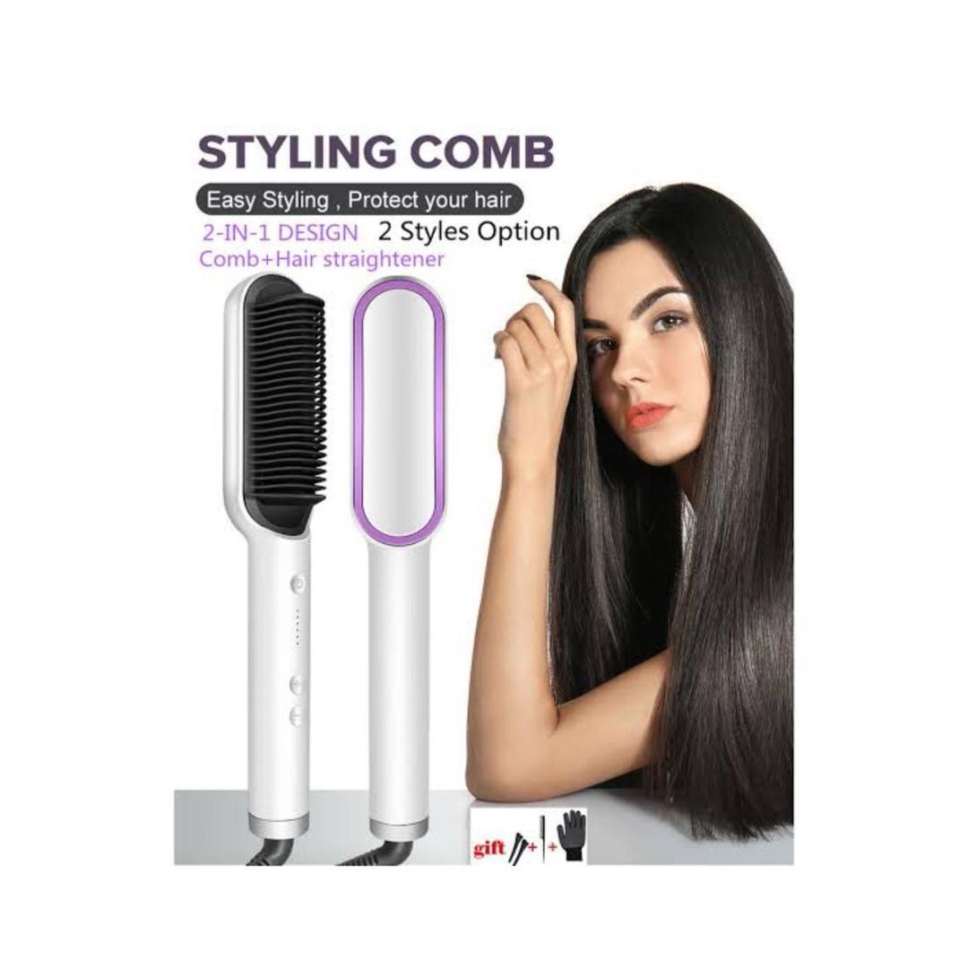 2-in-1 Hair Straightener Brush with Intelligent Temperature Control