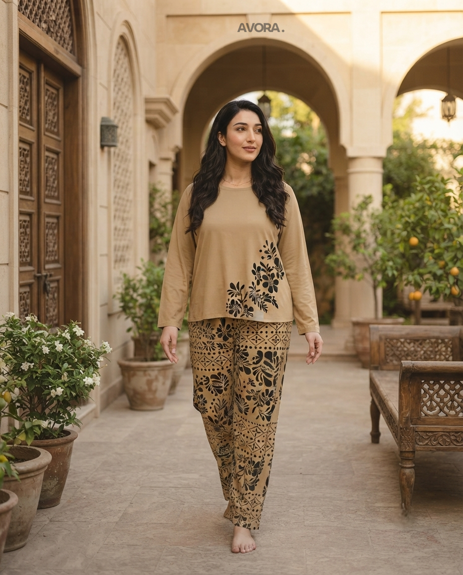 Women's Printed Jersey Night Suit