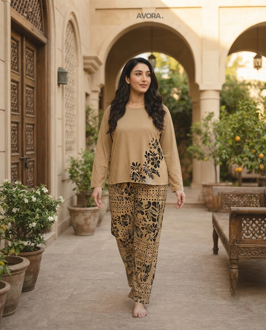 Women's Printed Jersey Night Suit