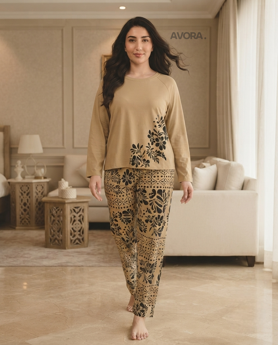 Women's Printed Jersey Night Suit