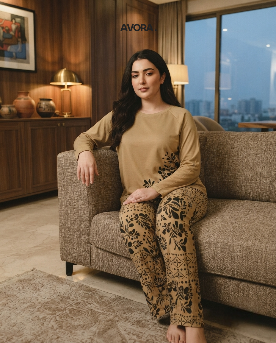 Women's Printed Jersey Night Suit